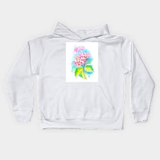 Hydrangea Flowers Watercolor Painting Kids Hoodie